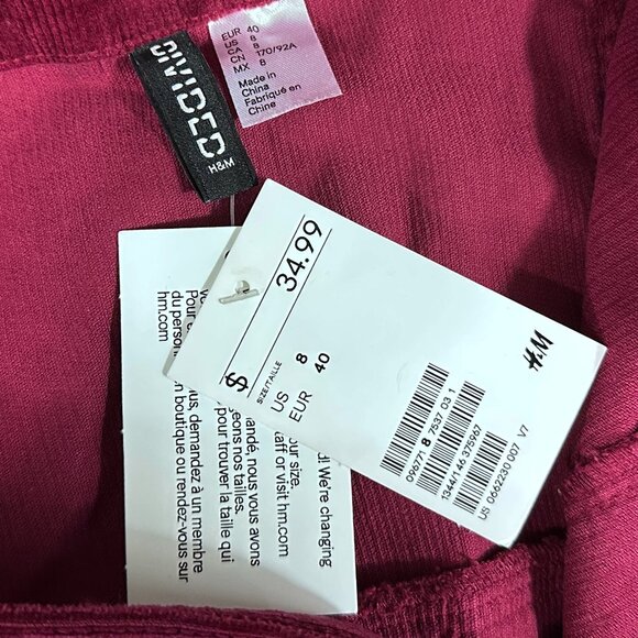 H&M Burgundy Corduroy Dress Button Front Sz 8 - Picture 4 of 8